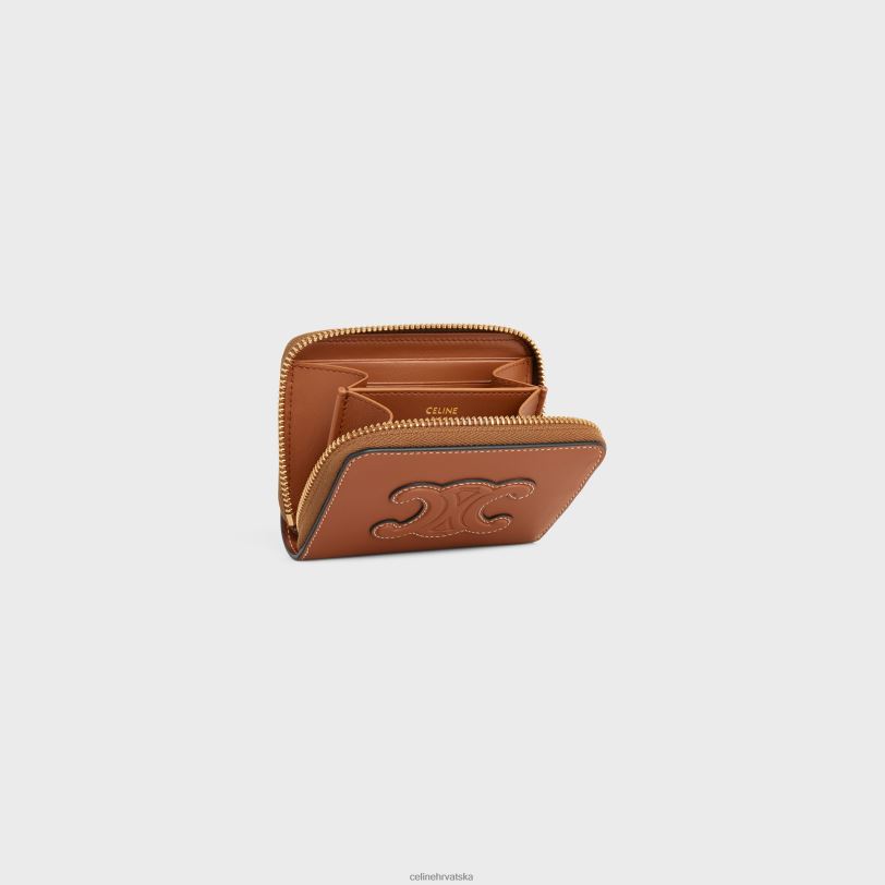 CELINE žene kompaktni novčanik s patentnim zatvaračem cuir triomphe od glatke teleće kože 3WED6426 pribor preplanuli ten