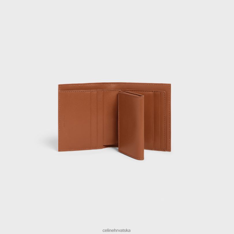 CELINE žene mali novčanik s remenom od triomphe platna i janjeće kože 3WED6481 pribor bijelo/smeđe