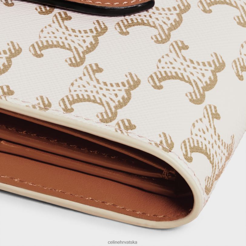 CELINE žene mali novčanik s remenom od triomphe platna i janjeće kože 3WED6481 pribor bijelo/smeđe