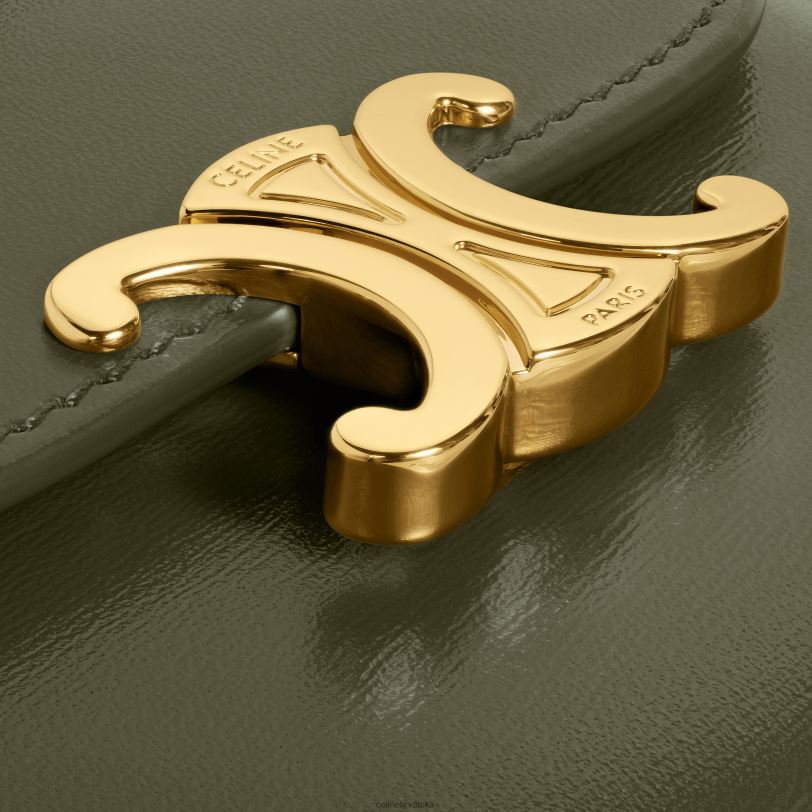 CELINE žene mali novčanik triomphe od sjajne teleće kože 3WED6399 pribor tamnomaslinasto