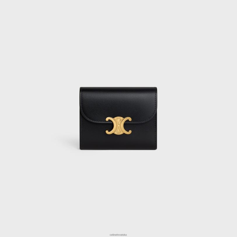 CELINE žene mali novčanik triomphe od sjajne teleće kože 3WED6451 pribor crno