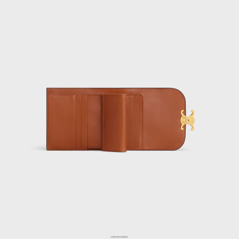 CELINE žene mali novčanik triomphe od tekstila i teleće kože 3WED6462 pribor prirodan/tan