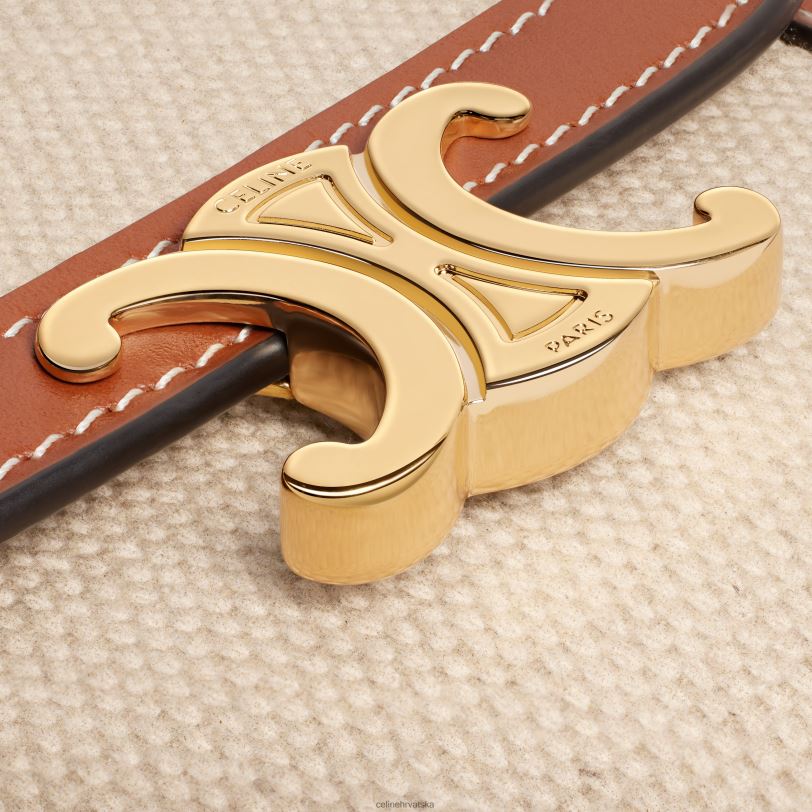 CELINE žene mali novčanik triomphe od tekstila i teleće kože 3WED6462 pribor prirodan/tan