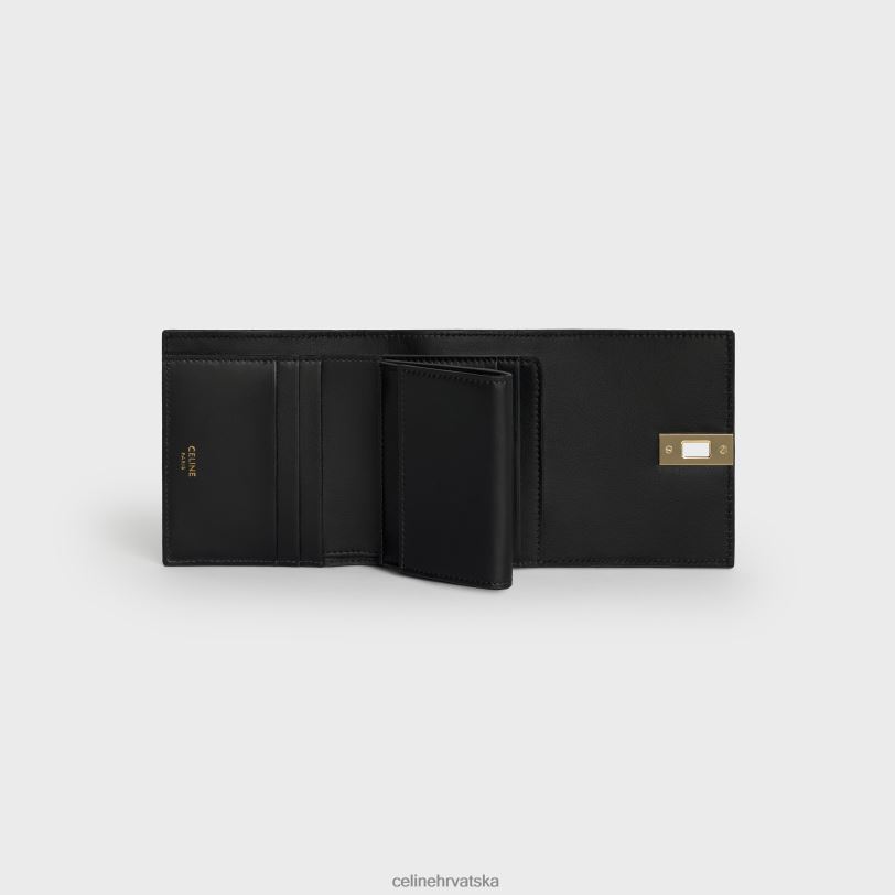 CELINE žene mali trostruki novčanik 16 od sjajne teleće kože 3WED6466 pribor crno