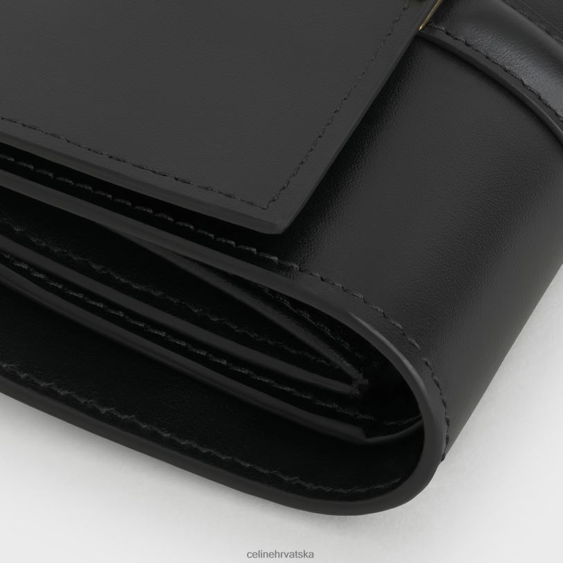 CELINE žene mali trostruki novčanik 16 od sjajne teleće kože 3WED6466 pribor crno