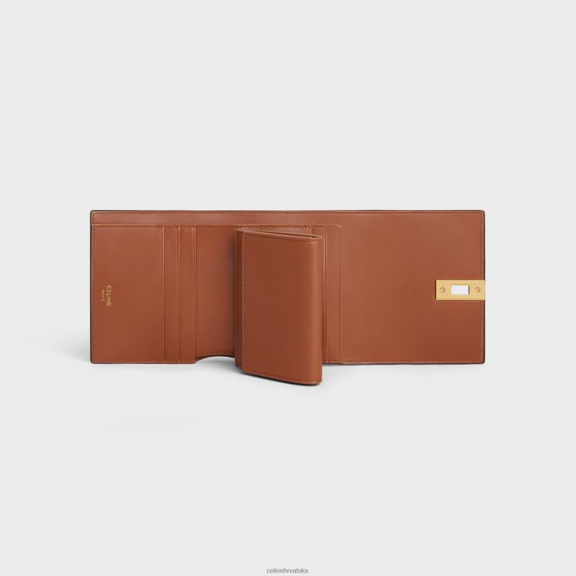 CELINE žene mali trostruki novčanik 16 od sjajne teleće kože 3WED6467 pribor preplanuli ten