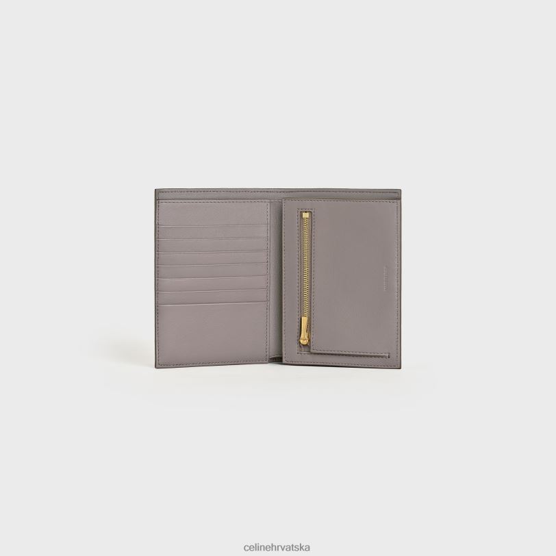 CELINE žene srednji novčanik s remenom od dvobojne zrnaste teleće kože 3WED6476 pribor šljunak/mineral