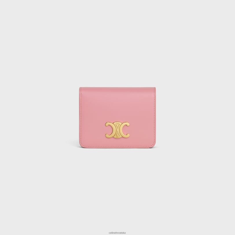 CELINE žene triomphe kompaktni novčanik od sjajne teleće kože 3WED6406 pribor ruža