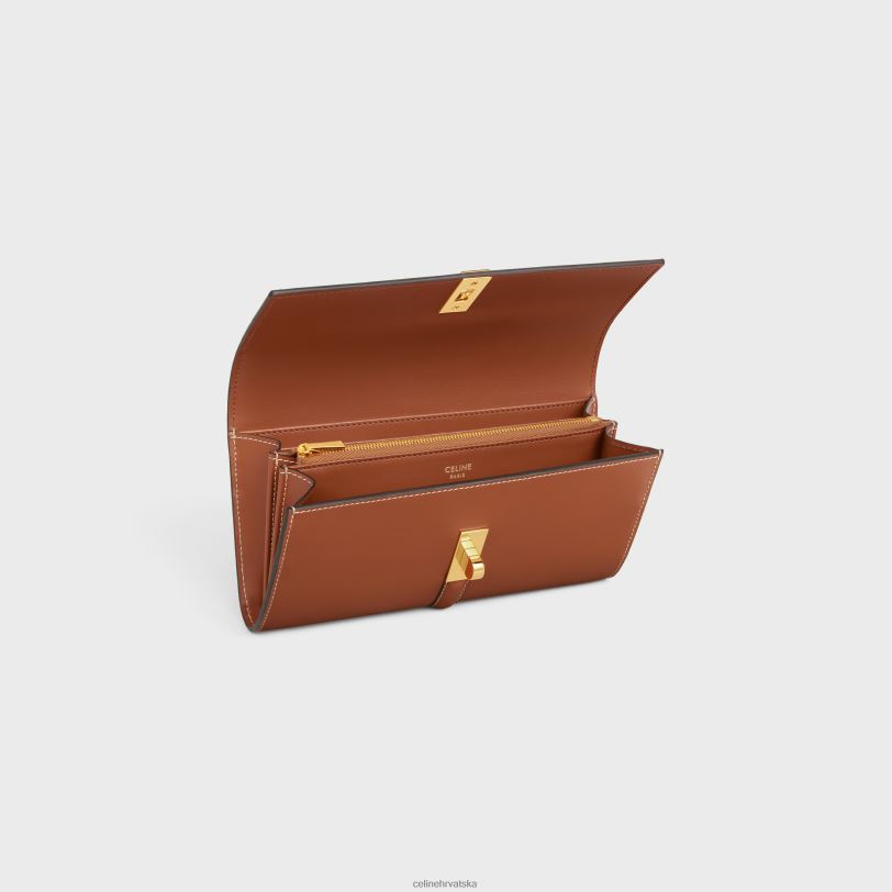 CELINE žene veliki novčanik 16 od sjajne teleće kože 3WED6423 pribor preplanuli ten
