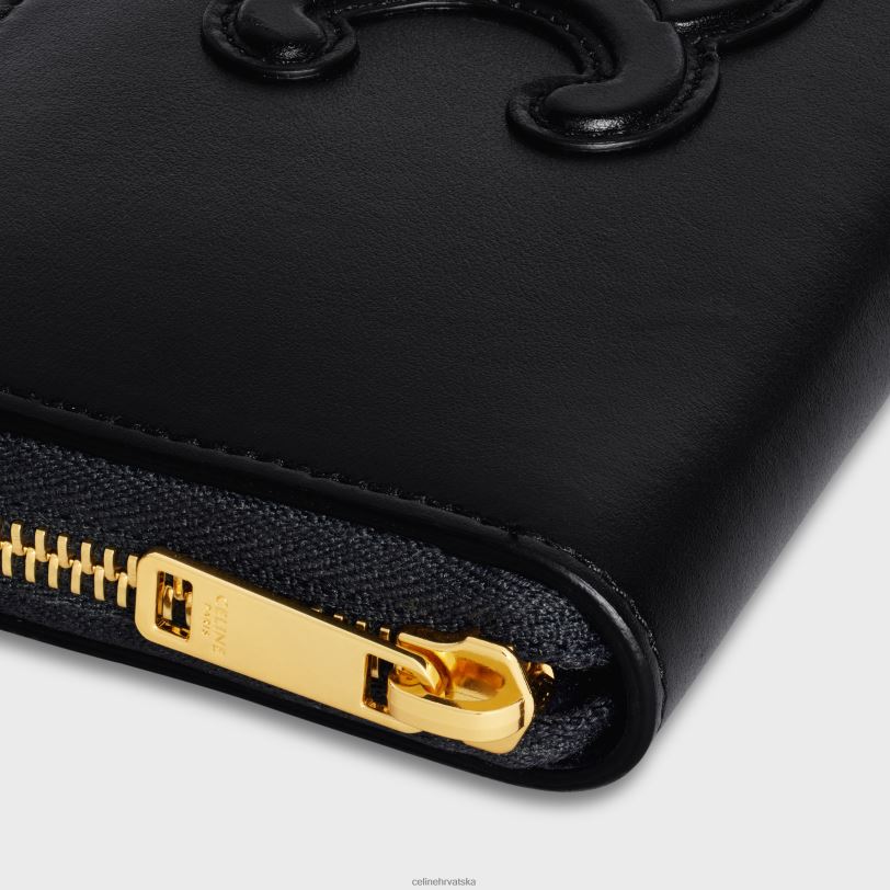 CELINE žene veliki novčanik s patentnim zatvaračem cuir triomphe od glatke teleće kože 3WED6469 pribor crno