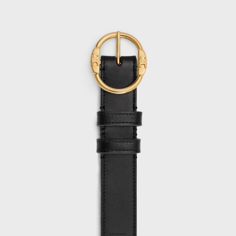 CELINE žene srednji dvostruki triomphe pojas od stare teleće kože 3WED61026 pribor crno