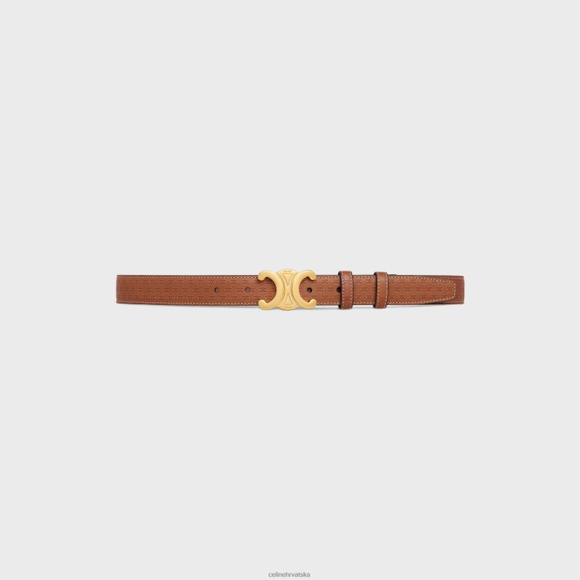 CELINE žene srednji triomphe pojas od prirodne teleće kože s reljefom triomphe 3WED61020 pribor preplanuli ten
