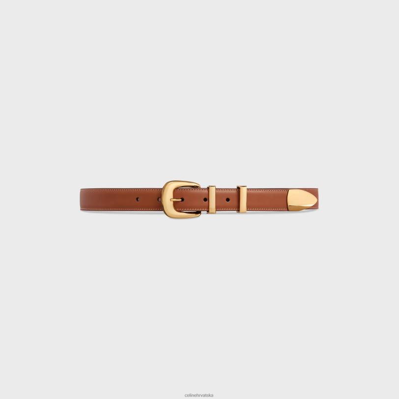 CELINE žene srednji western pojas od prirodne teleće kože 3WED61086 pribor preplanuli ten