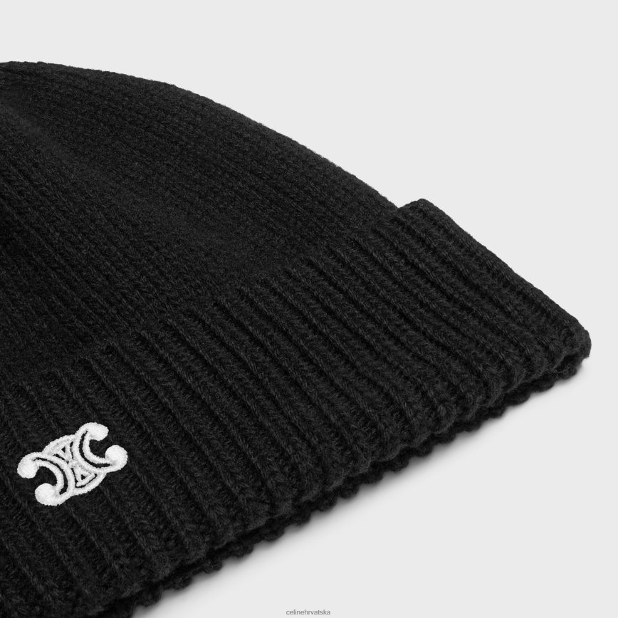 CELINE žene triomphe kapa od vune i kašmira crno/bijelo pribor 3WE2E2234