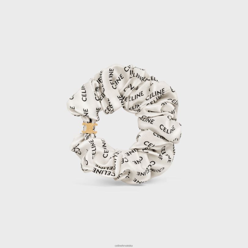 CELINE žene gumica od svilenog mesinga s završnim slojem 3WED61236 pribor zlatno & bijelo
