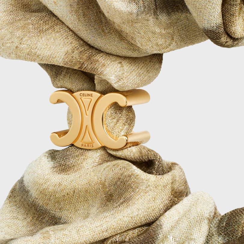 CELINE žene gumica za kosu od leoparda od svile i mesinga sa zlatnom završnicom 3WED61235 pribor bež/zlatna