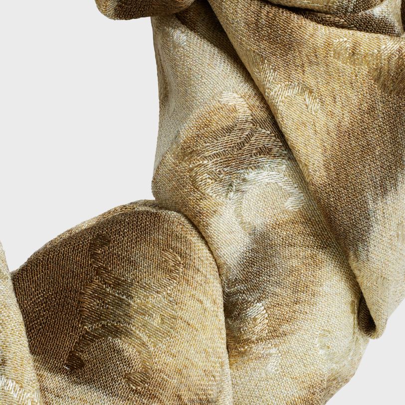 CELINE žene gumica za kosu od leoparda od svile i mesinga sa zlatnom završnicom 3WED61235 pribor bež/zlatna