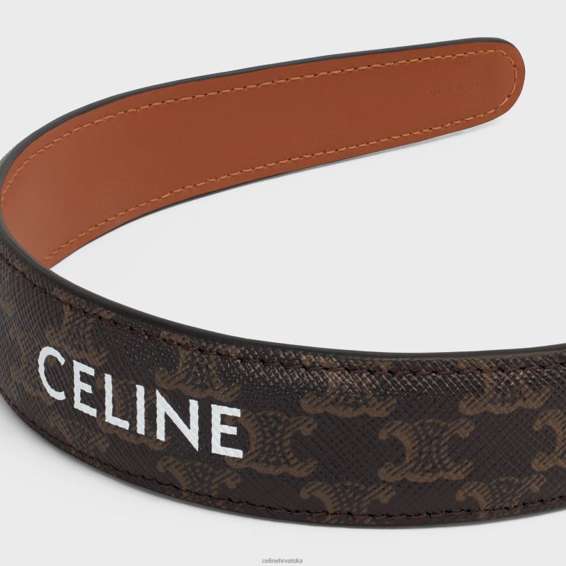 CELINE žene traka za glavu od triomphe platna i teleće kože 3WED61249 pribor zlato/tan
