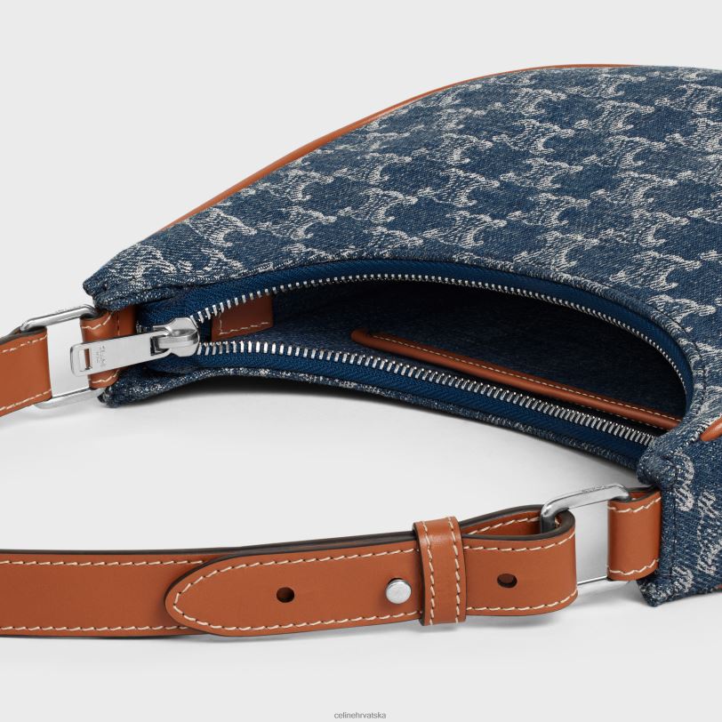 CELINE žene ava torba od trapera s triompheom i telećom kožom 3WED663 pribor traper/srebro