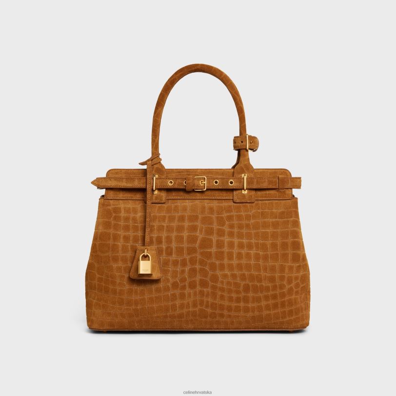 CELINE žene conti torba od teleće kože od brušene kože s krokodilskim reljefom 3WED6168 pribor pekan orah