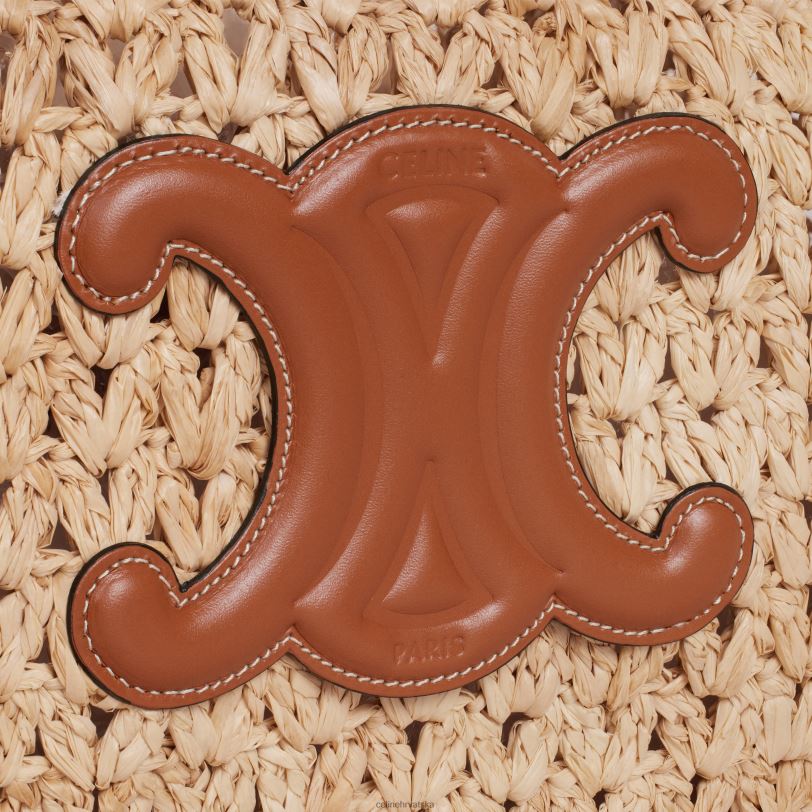 CELINE žene klasična panier hobo torba od rafije i teleće kože 3WED6259 pribor prirodan/tan