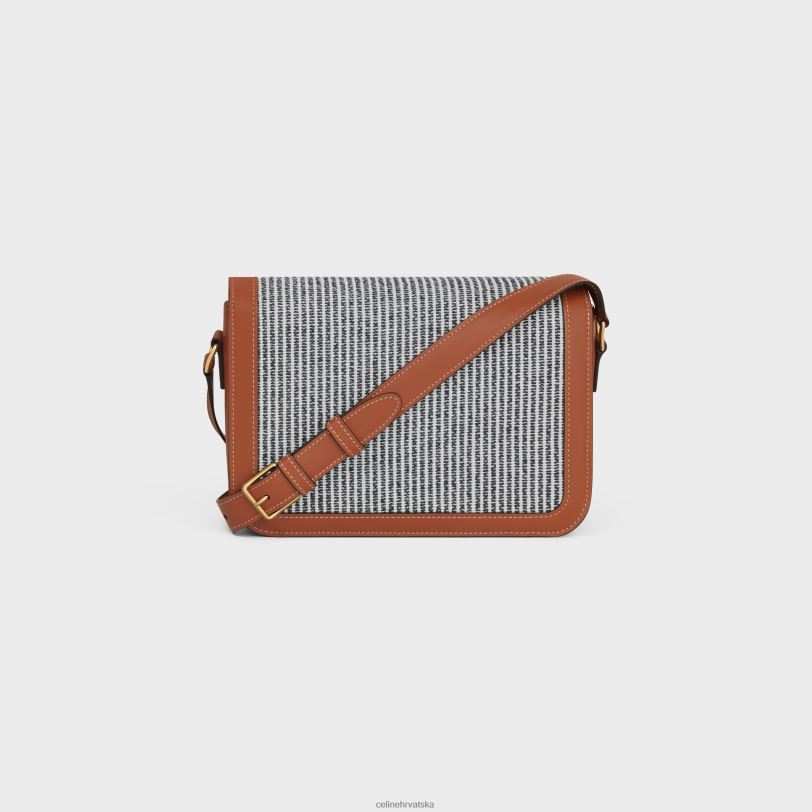 CELINE žene klasična triomphe torba od prugastog tekstila i teleće kože 3WED698 pribor antracit