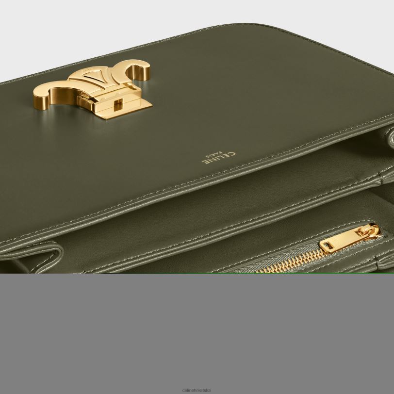 CELINE žene klasična triomphe torba od sjajne teleće kože 3WED621 pribor tamnomaslinasto