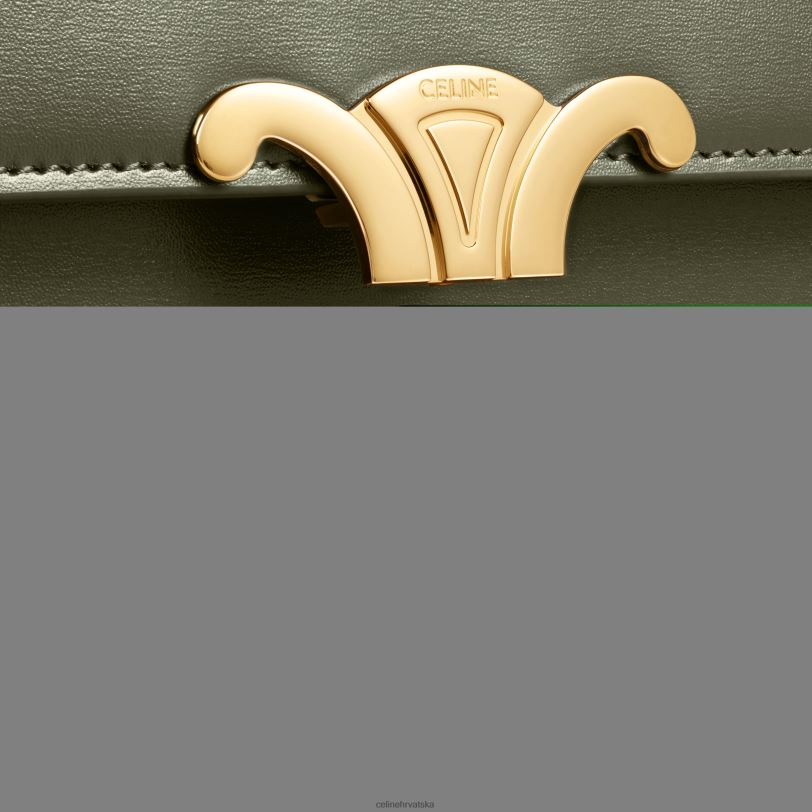 CELINE žene klasična triomphe torba od sjajne teleće kože 3WED621 pribor tamnomaslinasto