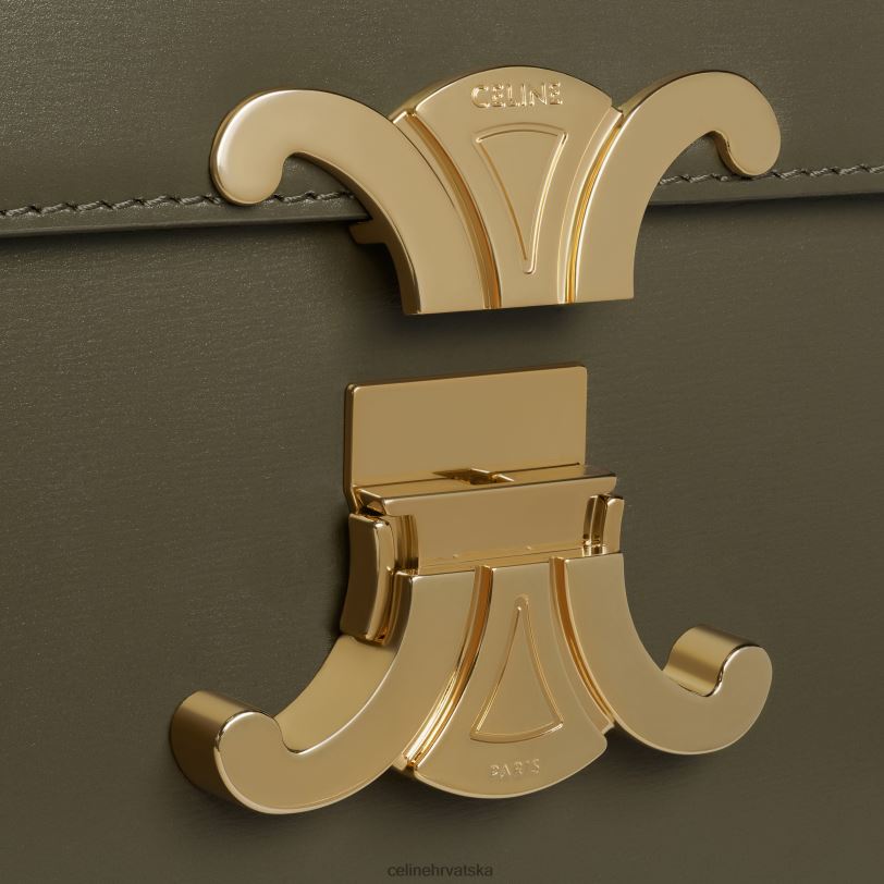 CELINE žene klasična triomphe torba od sjajne teleće kože 3WED621 pribor tamnomaslinasto