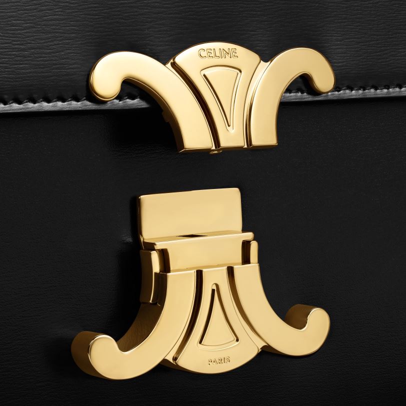 CELINE žene klasična triomphe torba od sjajne teleće kože 3WED641 pribor crno