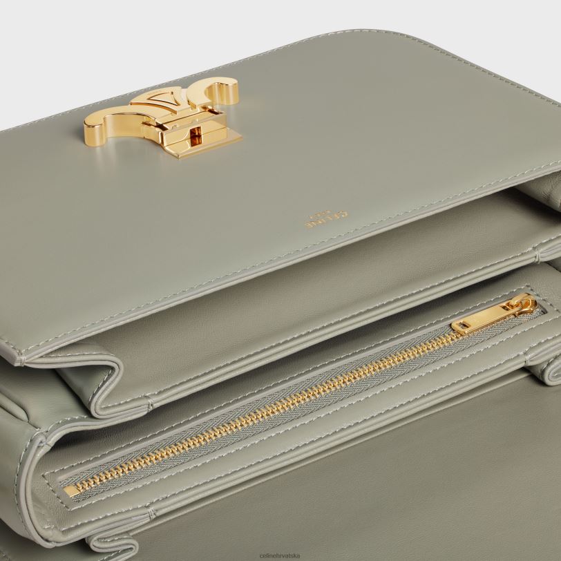CELINE žene klasična triomphe torba od sjajne teleće kože 3WED697 pribor zelena glina