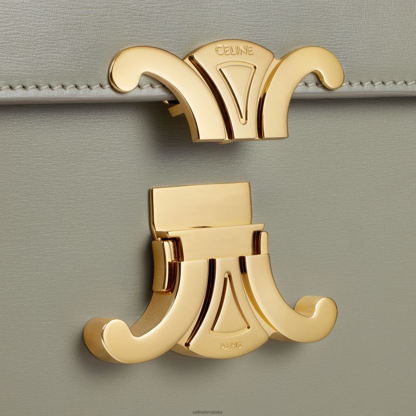 CELINE žene klasična triomphe torba od sjajne teleće kože 3WED697 pribor zelena glina