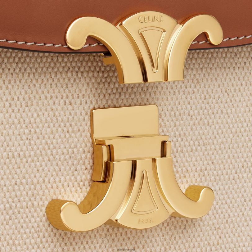 CELINE žene klasična triomphe torba od tekstila i teleće kože 3WED694 pribor prirodan/tan