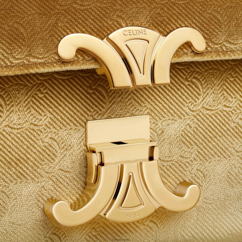 CELINE žene lančana torba za rame claude od baršuna s triomphom na cijeloj površini 3WED6185 pribor zlato