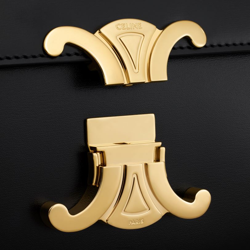 CELINE žene lančana torba za rame claude od sjajne teleće kože 3WED6178 pribor crno