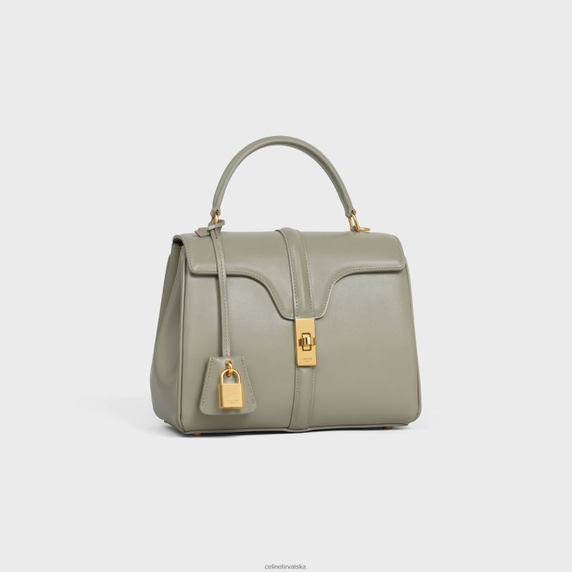 CELINE žene mala 16 torba od satinirane teleće kože 3WED6125 pribor zelena glina
