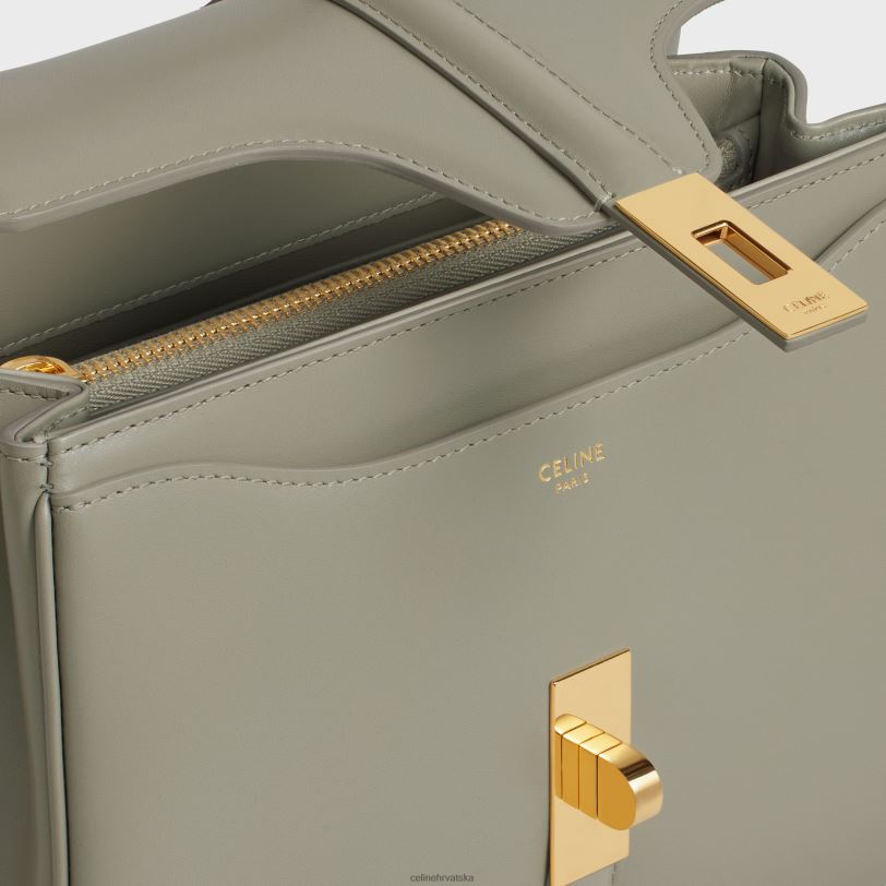 CELINE žene mala 16 torba od satinirane teleće kože 3WED6125 pribor zelena glina
