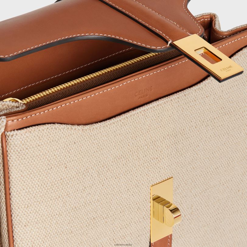 CELINE žene mala 16 torba od tekstila i prirodne teleće kože 3WED6128 pribor prirodan/tan