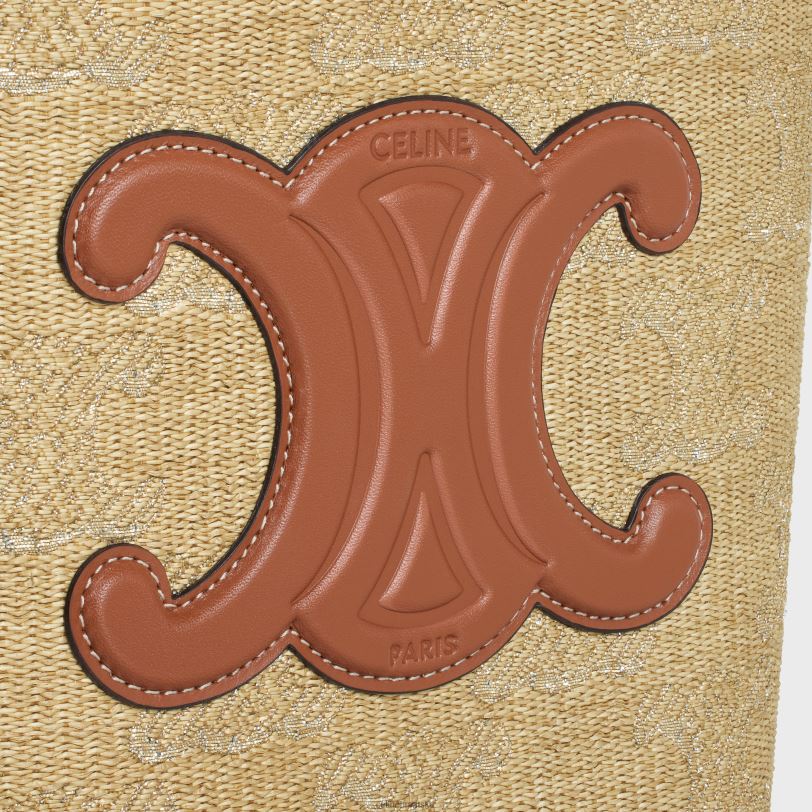 CELINE žene mala kanta cuir triomphe od tkanine s efektom rafije s triomphe jacquardom 3WED6203 pribor prirodno/srebrno