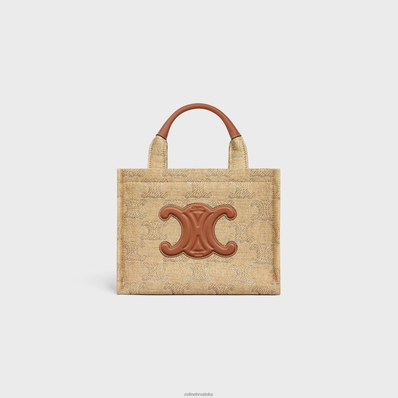 CELINE žene mali cabas thais u tekstilu s efektom rafije s triomphe jacquardom 3WED6248 pribor prirodno/srebrno