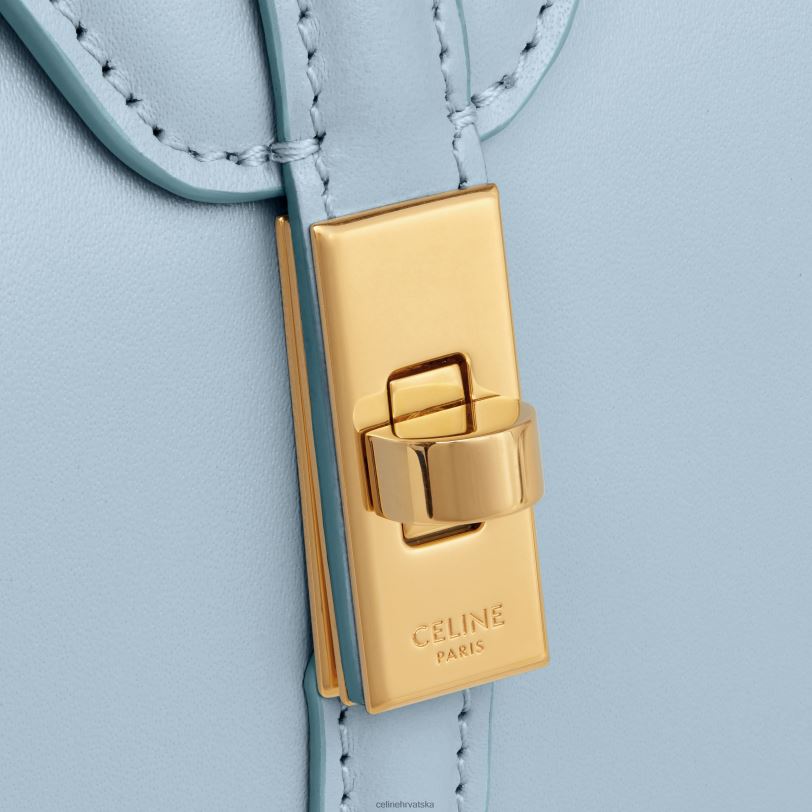 CELINE žene mini 16 od satinirane teleće kože 3WED666 pribor svjetloplavo