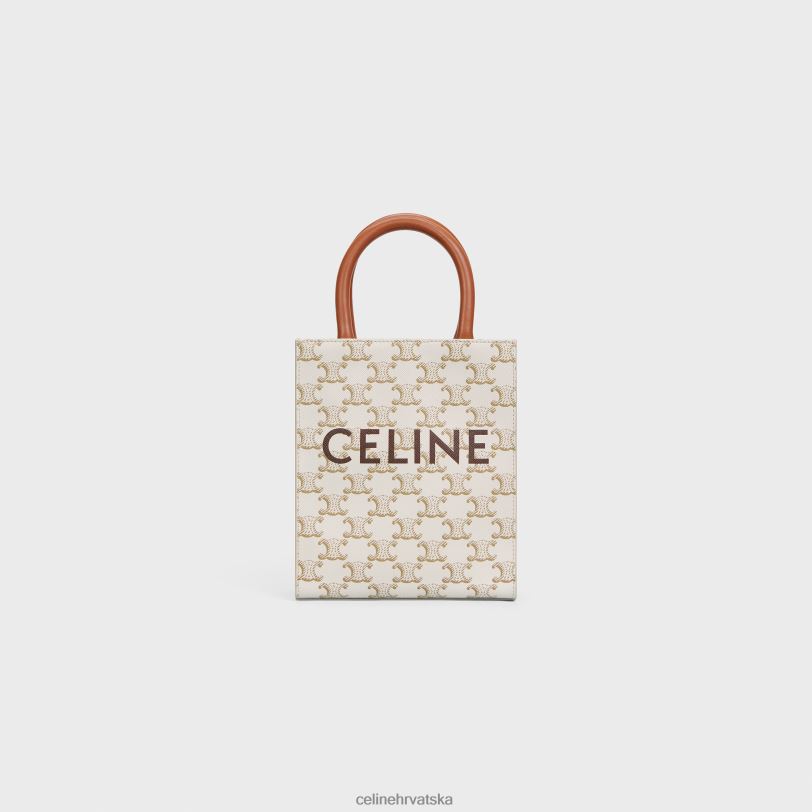 CELINE žene mini okomite kabine od triomphe platna i teleće kože s printom 3WED6239 pribor bijela