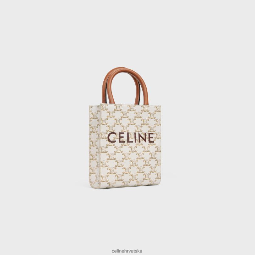 CELINE žene mini okomite kabine od triomphe platna i teleće kože s printom 3WED6239 pribor bijela