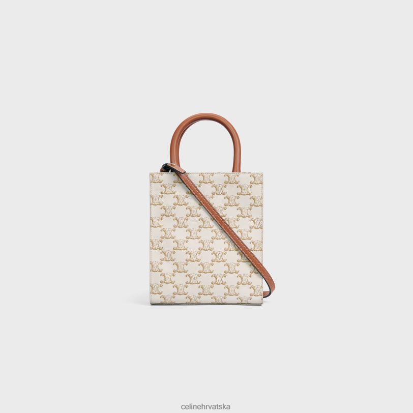 CELINE žene mini okomite kabine od triomphe platna i teleće kože s printom 3WED6239 pribor bijela