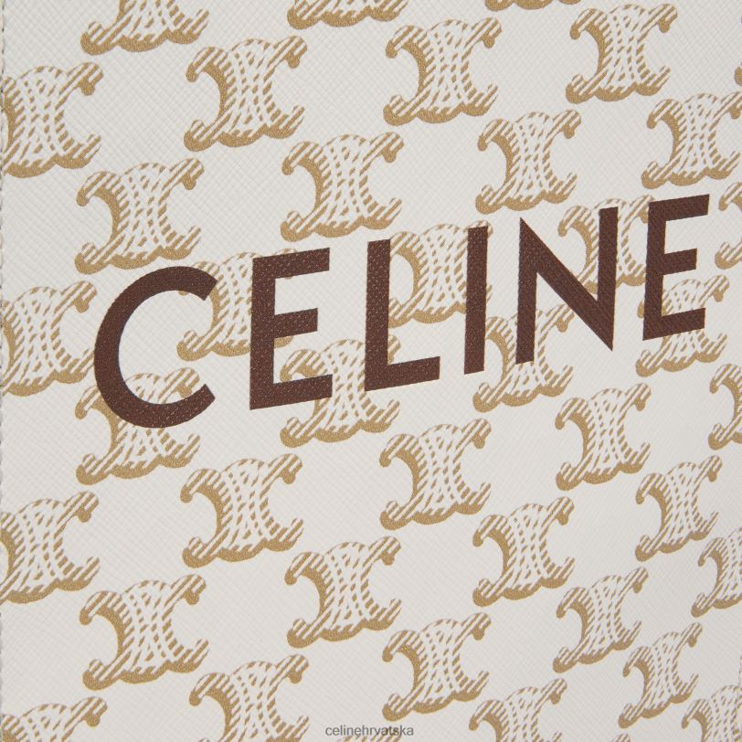 CELINE žene mini okomite kabine od triomphe platna i teleće kože s printom 3WED6239 pribor bijela