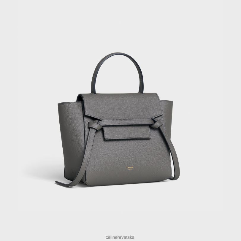 CELINE žene nano torba za pojas od zrnaste teleće kože 3WED6268 pribor siva
