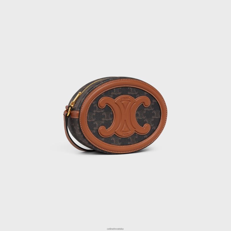 CELINE žene ovalna torba cuir triomphe od triomphe platna i teleće kože 3WED6212 pribor preplanuli ten