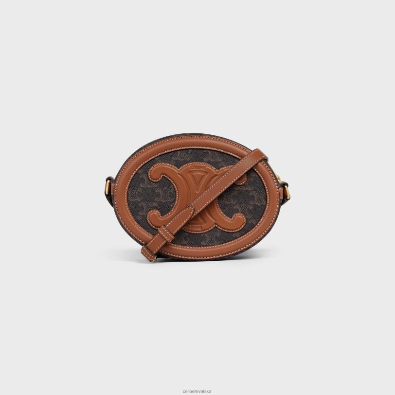 CELINE žene ovalna torba cuir triomphe od triomphe platna i teleće kože 3WED6212 pribor preplanuli ten