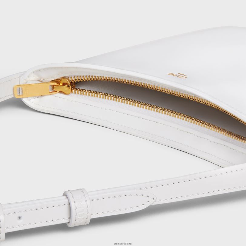 CELINE žene srednja croque torba od sjajne teleće kože 3WED6297 pribor arktička bijela
