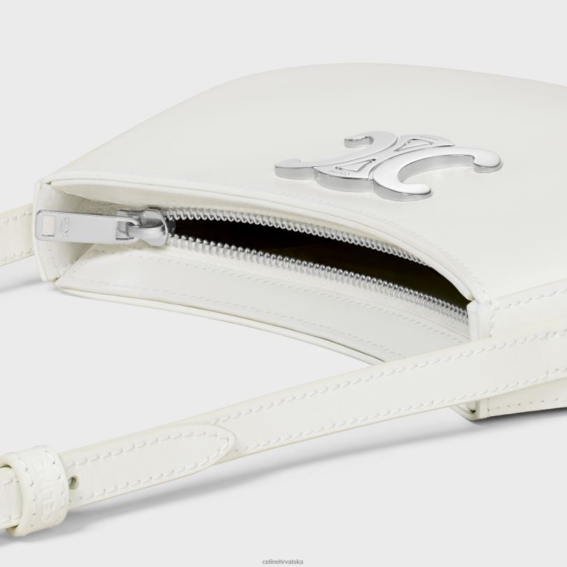CELINE žene srednja tilly torba od sjajne teleće kože 3WED613 pribor bijela